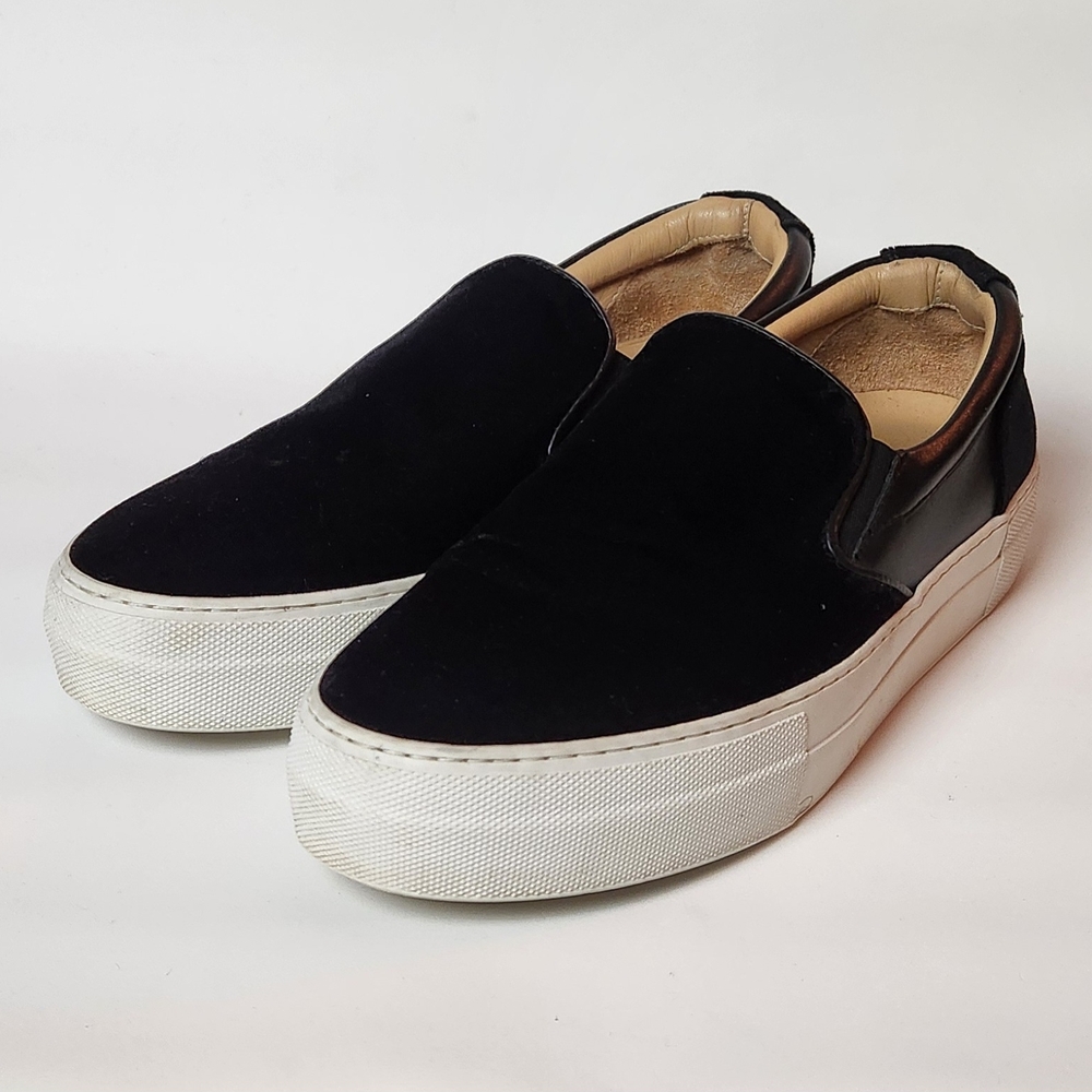 GREATS Brooklyn Nero Black Velvet Platform Slip On Sneakers